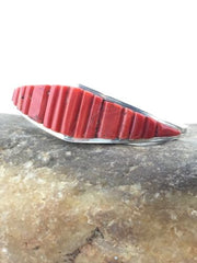 Native American Red Coral Navajo Bracelet | Sterling Silver | Authentic Handmade | 4732