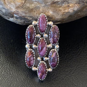 Navajo Purple Spiny Oyster Multi-Stone Cluster Ring | Authentic Native American Sterling Silver | Sz 6 | 11556