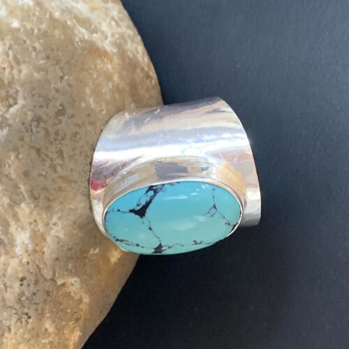Navajo Blue Turquoise Ring | Sterling Silver | Sz 10 | Authentic Native American Handmade | 14231
