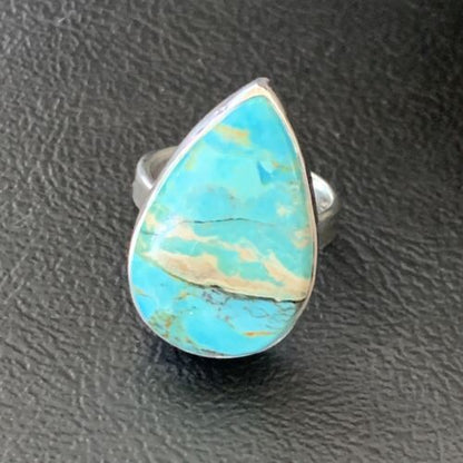 Navajo Blue Kingman Turquoise Ring | Sterling Silver | Sz 8 | Authentic Native American Handmade | 12793