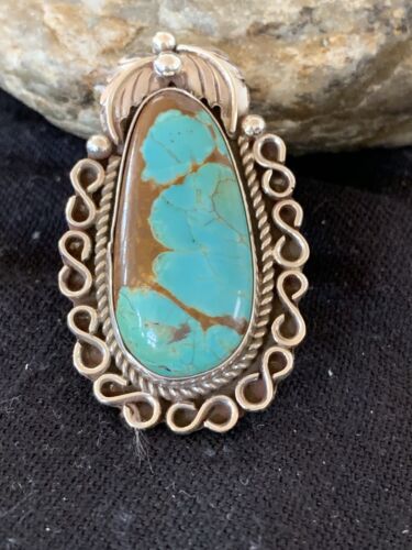Native American Men's Navajo Blue Turquoise #8 Ring | Sterling Silver | Sz 9 | 00677