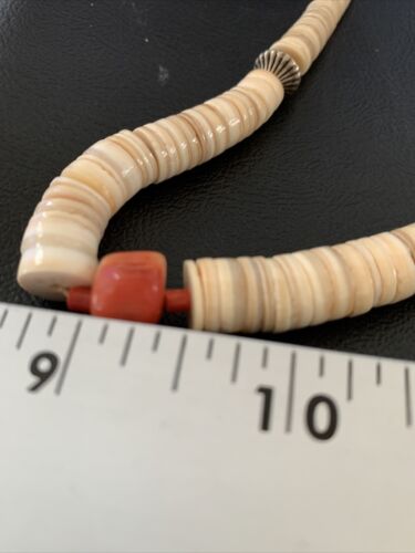 Southwestern Santo Domingo Shell Bead Pendant & Pearls Necklace | Authentic Native American | 20" | 12522 - Masha USA