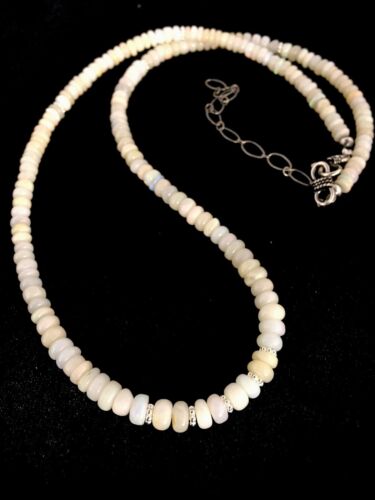Native American Opal Ethiopian Bead Necklace | Sterling Silver | Authentic Handmade | 18" | 8746