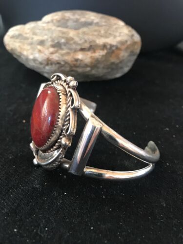 Native American Navajo Apple Coral Bracelet | Sterling Silver | J Platero | 8038