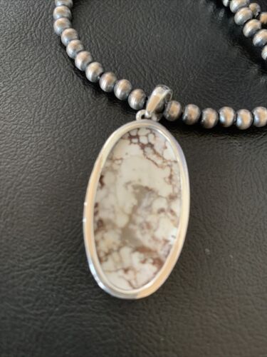 Men's Navajo Wild Horse Turquoise Necklace Pendant | Sterling Silver | Authentic Native American Handmade | 12817