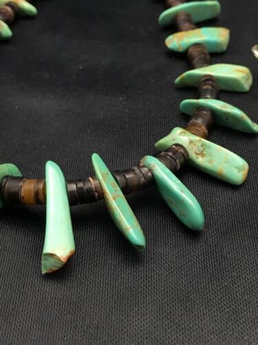 Navajo Green Turquoise & Bone Bead Necklace | Sterling Silver | 20" | Authentic Native American Handmade | 3281