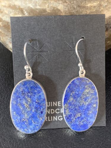 Native American Blue Lapis Lazuli Dangle Drop Earrings | Sterling Silver | 1" | 14090 - Masha USA