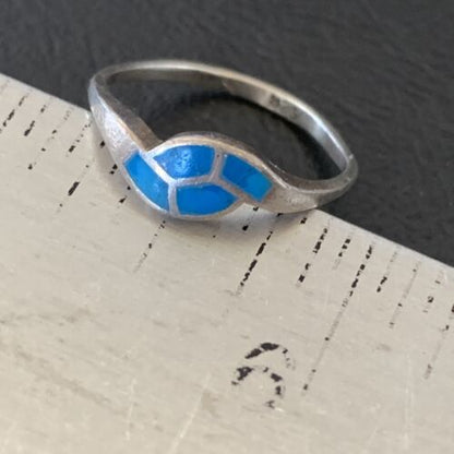 Southwestern Old Pawn Navajo Blue Turquoise Ring | Sterling Silver | Sz 7 | 10844