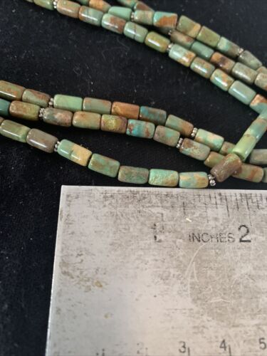 Authentic Navajo Royston Turquoise Heishi Necklace | 3 Strand Sterling Silver | 20" | 01202