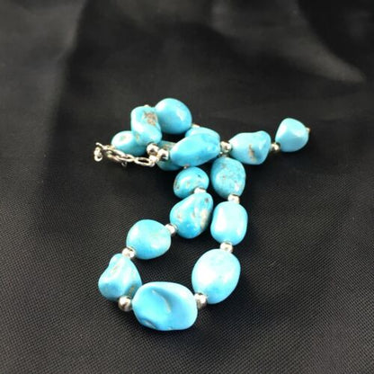 Navajo Sterling Silver Sleeping Beauty Turquoise Bracelet | 6.5" | Authentic Native American Handmade | 10144