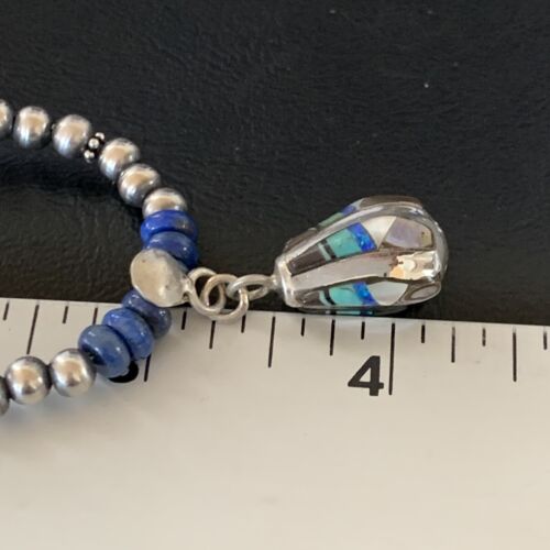 Navajo Men's Pendant | Blue Lapis Turquoise Opal Inlay | Sterling Silver Necklace | 22" | 13359