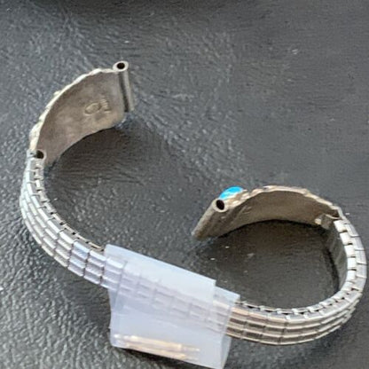 Navajo Sterling Silver Watch Tips | Old Pawn Blue Turquoise Band | Authentic Native American Jewelry | 1638