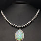 Navajo Pearls Opal Inlay Pendant | Sterling Silver Necklace | Authentic Native American Handmade | 4400
