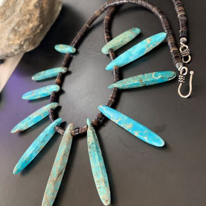 Navajo Blue Jasper Choker Necklace | Sterling Silver Shell Beads | 20" | Authentic Native American Handmade | 11460