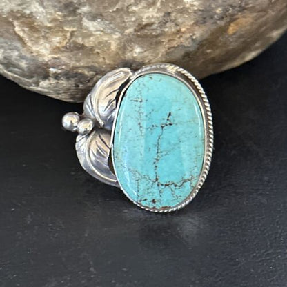 Navajo Blue Turquoise #8 Ring | Sterling Silver | Sz 9.5 | Authentic Native American Handmade | 14291