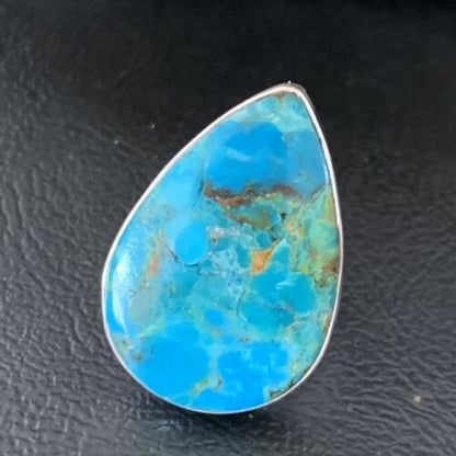 Navajo Blue Kingman Turquoise Ring | Sterling Silver | Sz 8 | Authentic Native American Handmade | 12791