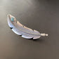 Handmade Sterling Silver Feather Barrette with Blue Turquoise Inlay | Authentic Navajo Jewelry | 2081
