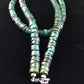 Native American Green Turquoise Heishi Necklace | Sterling Silver | 26" | 13901