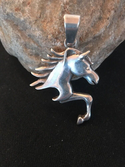 Native American Navajo Horse Head Pendant | Sterling Silver | 2" | 3610