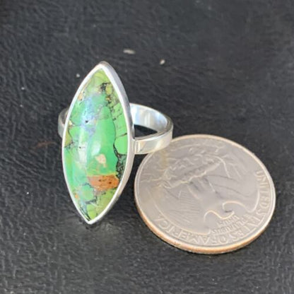 Southwestern Navajo Green Mojave Turquoise Ring | Sterling Silver | Sz 7 | 14039