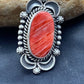 Native American Men's Spiny Oyster Ring | Navajo Sterling Silver | Sz 7.5 | 4287