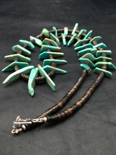 Navajo Green Turquoise & Bone Bead Necklace | Sterling Silver | 20" | Authentic Native American Handmade | 4360