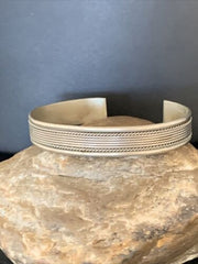 Navajo Sterling Silver Stamped Cuff Bracelet | Authentic Native American Handmade | 13675
