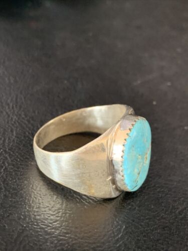 Navajo Blue Kingman Turquoise Ring | Sterling Silver | Sz 11 | Authentic Native American Handmade | 14142