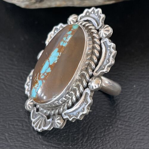 Navajo Blue Ribbon Boulder Turquoise Ring | Sterling Silver | Sz 6 | Authentic Native American Handmade | 10512