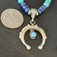 Navajo Blue Turquoise Lapis Necklace Pendant | Authentic Native American Sterling Silver | Naja | 14638
