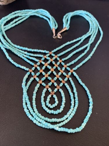 Santo Domingo Turquoise Heishi 5-Strand Necklace | Sterling Silver & Gold-Filled | 12073