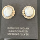 Navajo Sterling Silver White Howlite Oval Earrings | 0.50" | Authentic Native American Handmade | 13374