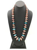 Navajo Spiny Oyster & Turquoise Necklace | Sterling Silver | Authentic Native American Handmade | 32" | 2910