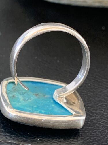 Men's Navajo Blue Kingman Turquoise Ring | Sterling Silver | Adjustable | Sz 7.5 | 10483