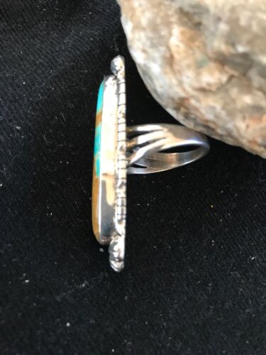 Navajo Blue Turquoise Ring | Sterling Silver | Sz 6.5 | Authentic Native American Handmade | Yazzie | 3530
