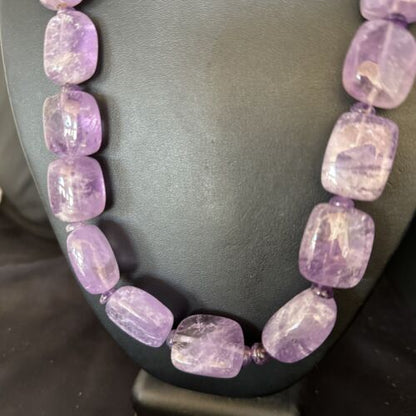 Navajo Chunky Purple Amethyst Necklace | Sterling Silver | 22" | Authentic Native American Handmade | 14297