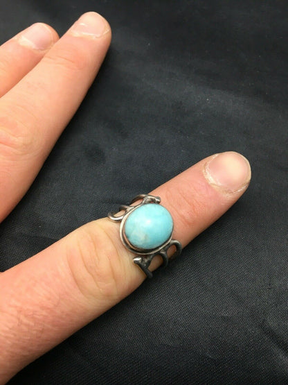 Navajo Handmade Sterling Silver Blue Turquoise Ring | Sz 6.25 | Native American | 4458