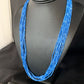 Navajo Stabilized Denim Lapis Heishi Necklace | 10 Strand | Sterling Silver Tube | 24" | 13421