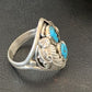 Navajo Blue Kingman Turquoise Feather Ring | Authentic Native American Sterling Silver | Multi-Stone | Sz 11.5 | 12222
