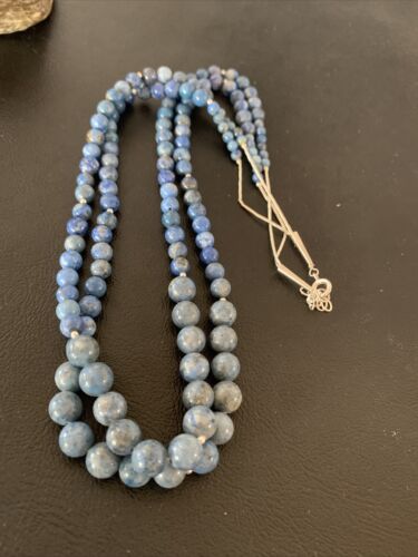 Native American Denim Lapis Bead Necklace | Sterling Silver | 21" | 1260
