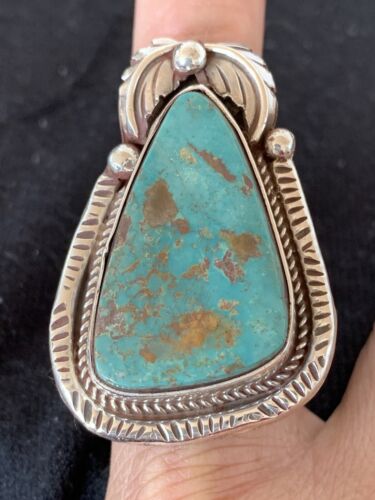 Southwestern Navajo Blue Royston Turquoise Ring | Sterling Silver | Sz 9 | 552