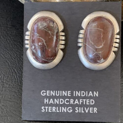 Authentic Native American Navajo Sterling Silver Wild Horse Turquoise Earrings | Handmade | 12652