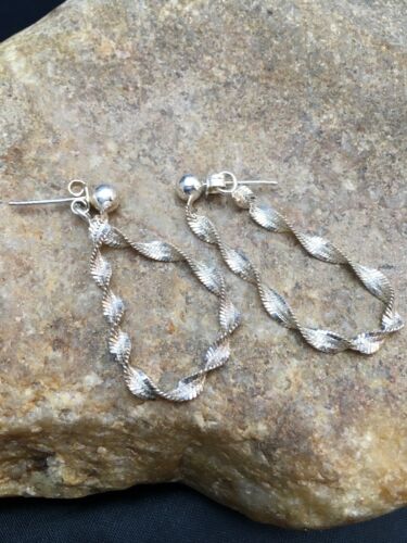 Native American Handmade Swirl Dangle Earrings | Sterling Silver | 8977