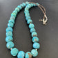 Native American Sterling Silver Heishi Blue Turquoise Bead Necklace Pendant | Handmade | 20" | 02021