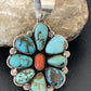 Navajo Cluster Coral Spiderweb Turquoise Pendant | Sterling Silver | Authentic Native American Handmade | 2228