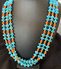 Santo Domingo Shell Spiny Oyster Turquoise Necklace | 28" | Authentic Native American Handmade | 11993