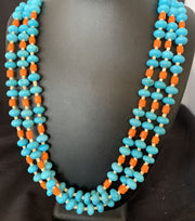 Santo Domingo Shell Spiny Oyster Turquoise Necklace | 28" | Authentic Native American Handmade | 11993