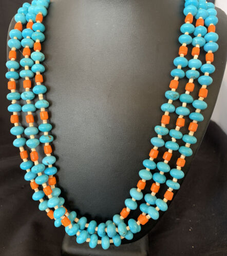 Native er Santo Domingo Shell Spiny Oyster Turquoise 28” Necklace 11993