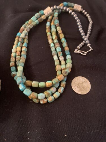 Native American Green Turquoise Necklace | Navajo Sterling Silver | Authentic Handmade | 611