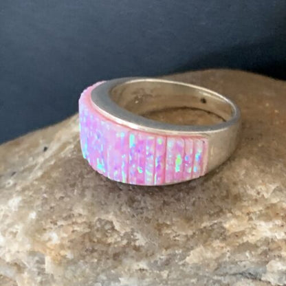 Navajo Pink Opal Inlay Band Ring | Sz 6 | Authentic Native American Handmade | 12409
